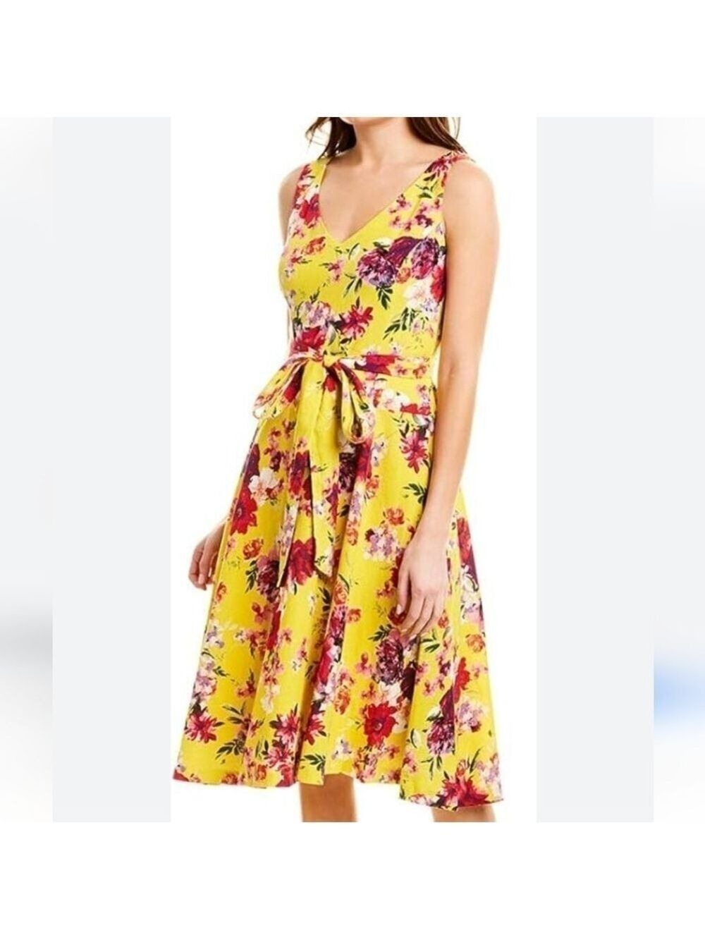 Floral Yellow Sleeveless Dress